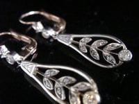 Image 3 of FRENCH EDWARDIAN 18K 18CT YELLOW GOLD PLATINUM OLD CUT DIAMOND EARRINGS