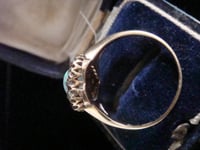 Image 5 of EDWARDIAN 18CT PLATINUM OLD CUT DIAMOND NATURAL OPAL HEART HALO CLUSTER RING