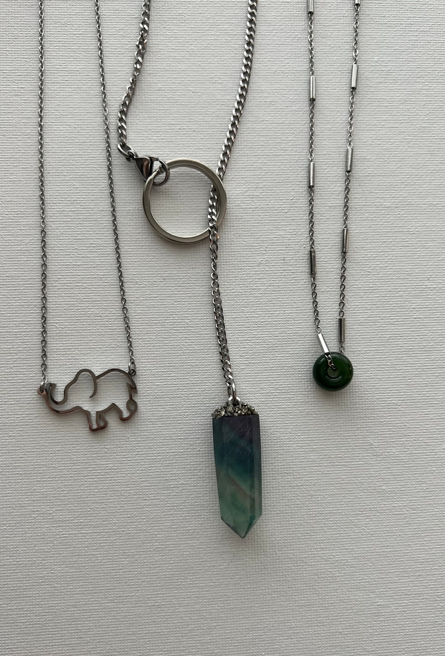 Image of KORA GARDEN • Fluorite & Jade Crystal Necklace Set
