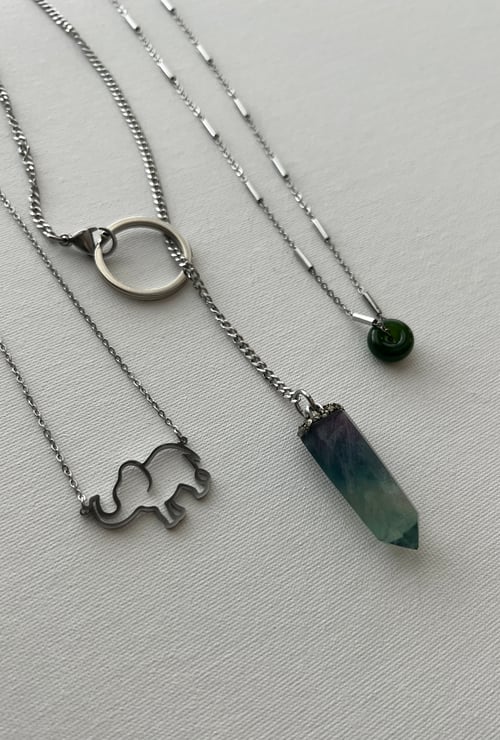 Image of KORA GARDEN • Fluorite & Jade Crystal Necklace Set