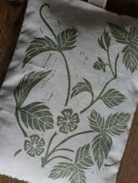 Image 3 of Strawberry linocut print lavender bag with william morris fabric in green
