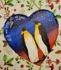 Image 1 of Penguins on slate heart