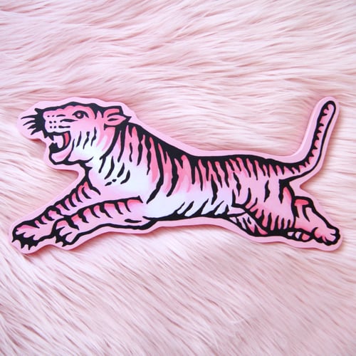 Image of Pink Tiger - wood plaque 