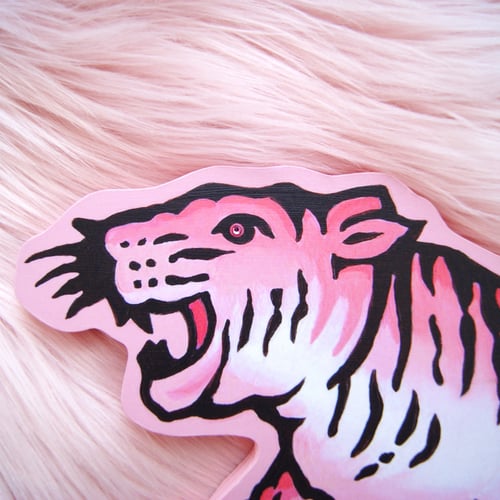 Image of Pink Tiger - wood plaque 