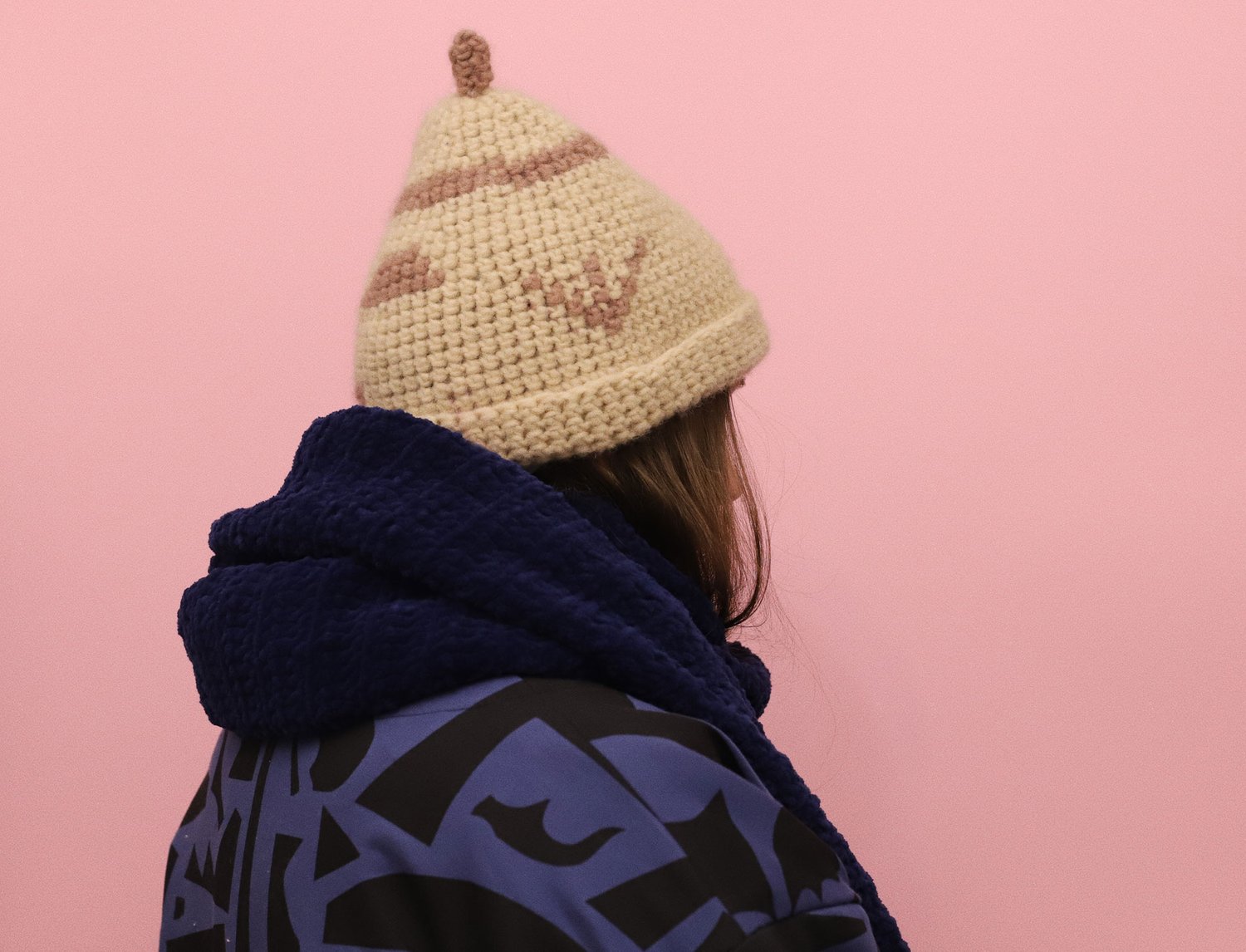 Image of GEIGE AND PINK WOOL CAP