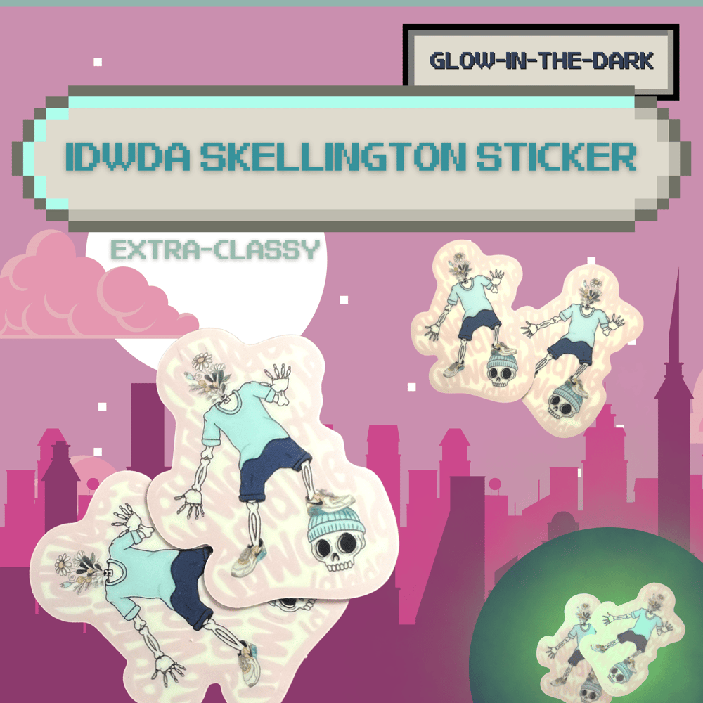 Image of Idwda Skellington Sticker *SUPER SPECIAL GLOW-IN-THE-DARK EDITION*