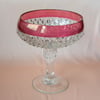 Indiana Glass Cranberry Ruby Red Diamond Point Cut Glass Compote
