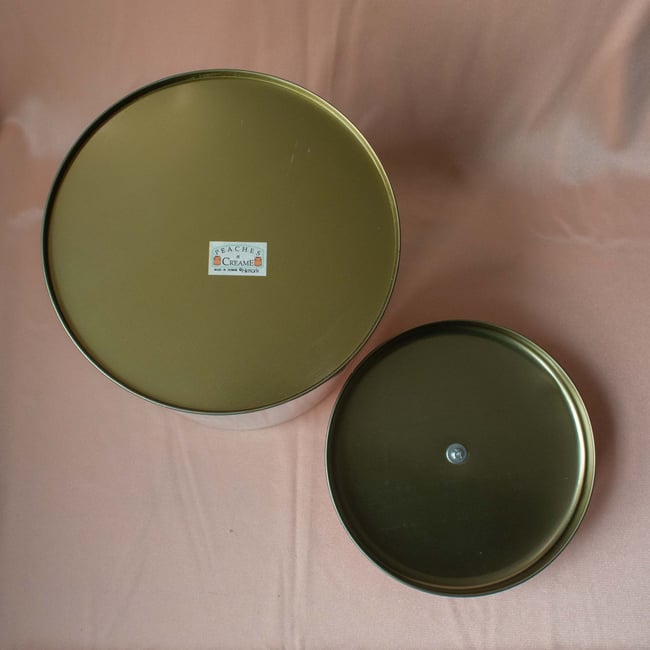 Himark Peaches n Creame Pink Cottagecore Cow Metal Tin Canister