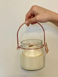 Image 8 of Bougie Fleurie Flower Candle Wooden Wick Soy Candle in Lidded Rose Gold Handle Lantern