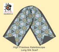 Image 1 of 'High Priestess Kaleidoscope' Long Habotai Silk Scarf