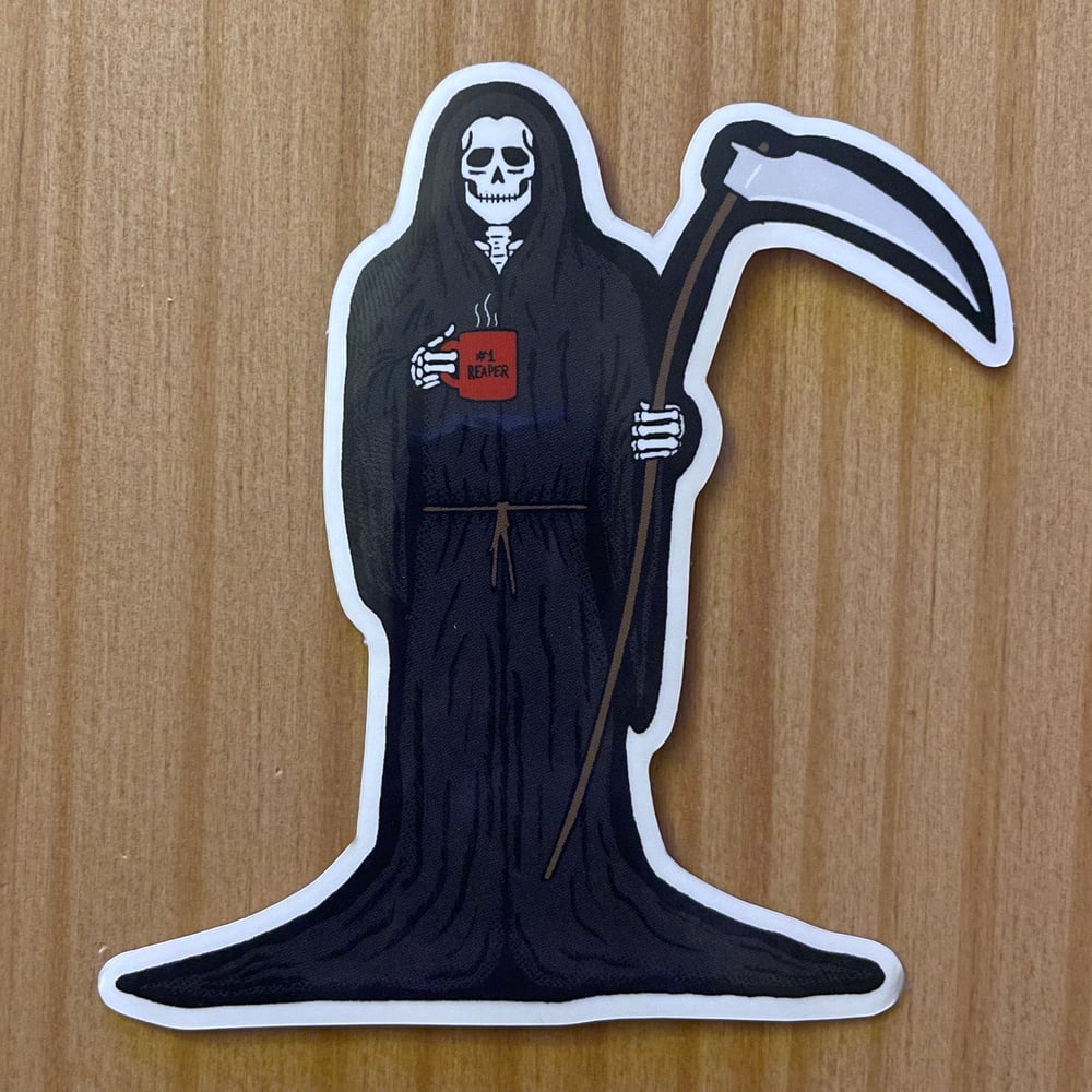 Even the Reaper needs their Coffee Sticker