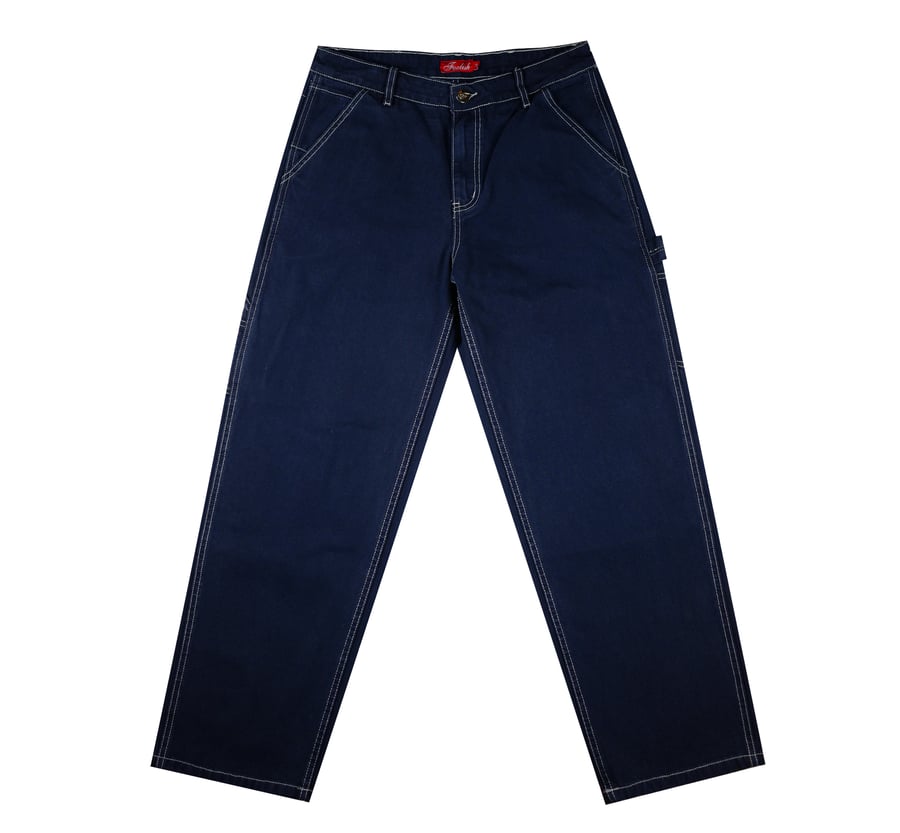 Image of Contrast Stitch Canvas Carpenter Pant (Navy)