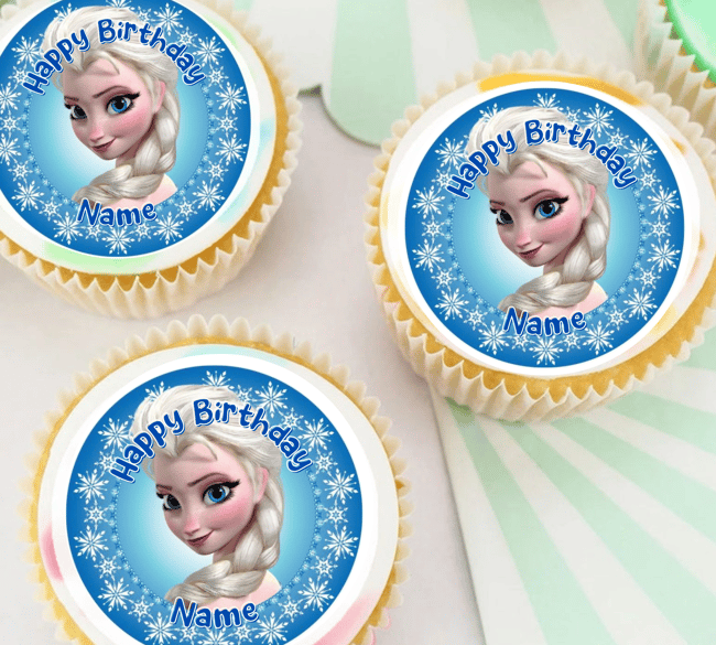 PERSONALISED Pre-cut FROZEN (ELSA) / Birthday / Edible Cupcake, Cake or Cookie Toppers