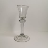 Image 1 of Antique Georgian Balustroid Folded Foot Cordial Glass c1740s