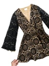 1960s black lace mini dress with bell sleeves