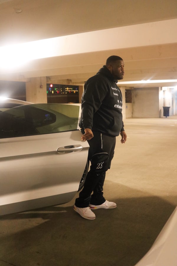 Image of Black SBIC Stacked Pants Outfit