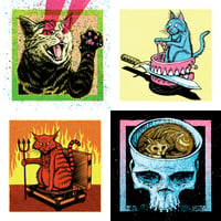 1 Cat, 2 Cat, Red Cat, Additional Cat - Art Print (6x6" set of 4)