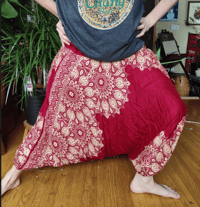 Image 3 of Peacock Mandala Drop Crotch Harem Pants
