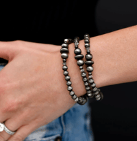 Image 1 of  Faux Navajo Pearl Stretch Bracelet