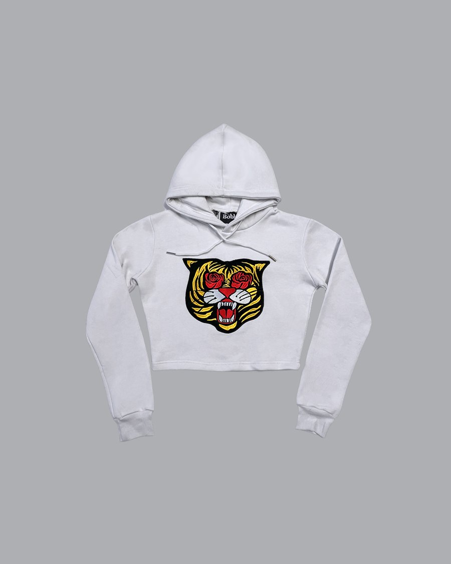 Image of The BLAK Cropped Hoodie in White