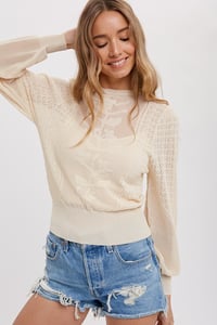Image 3 of Pointelle Knit Top - 2 Colors