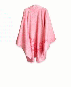Image of Rosa kort kimono af silke med prikmønster - vendbar