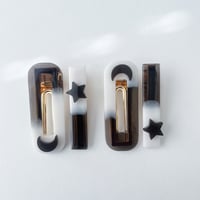 Black/White Moon Star Hair Clip Set