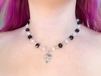 Image 2 of evil eye heart beaded necklace