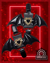 Image 1 of Black heart Batwing garters