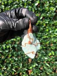 Image 2 of AMAZONITE WRAPPED IN COPPER PENDANT 