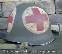 Image 4 of WWII M2 Dbale US Airborne Medic Helmet Paratrooper Front Seam