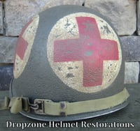 Image 2 of WWII M2 Dbale US Airborne Medic Helmet Paratrooper Front Seam