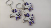 Image 1 of Ace Pride Alphyn - 1.5" wooden charms on keychain -  LGBTA Asexual Demisexual Pride