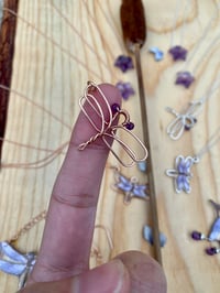 Image 4 of Wire Wrapped Amethyst Dragonfly Necklace