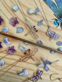 Image 2 of Wire Wrapped Amethyst Dragonfly Necklace