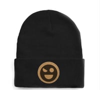 Suedamone logo leather patch beanie 
