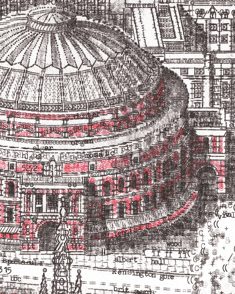 Image of Royal Albert Hall, Signed Typewriter Art, Limited Edition of 200