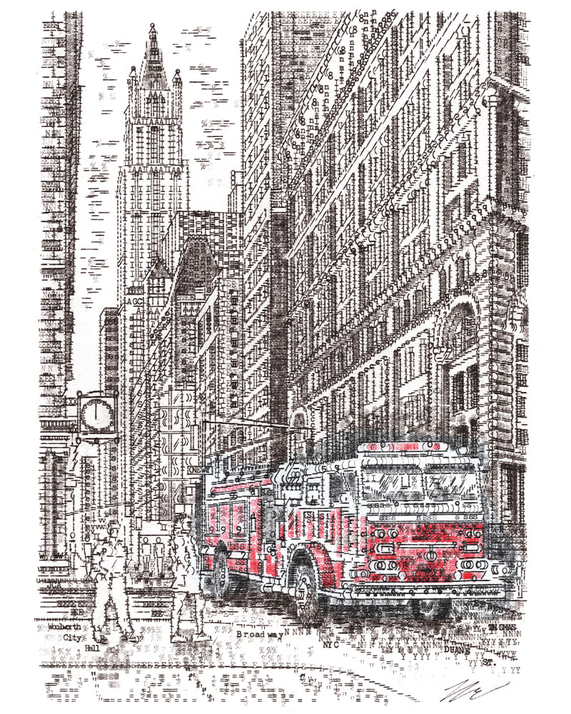Image of New York, Signed Limited Edition of 200 Typewriter Art by James Cook 