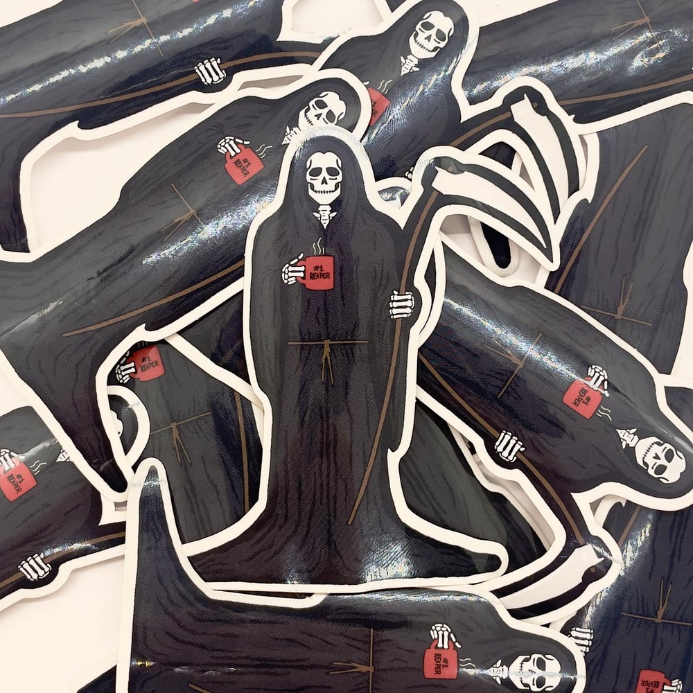 Even the Reaper needs their Coffee Sticker