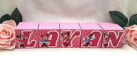 Image 3 of Minnie Mouse Inspired Wood Name Blocks, Minnie nursery,Minnie new baby gift,Minnie Centrepiece 