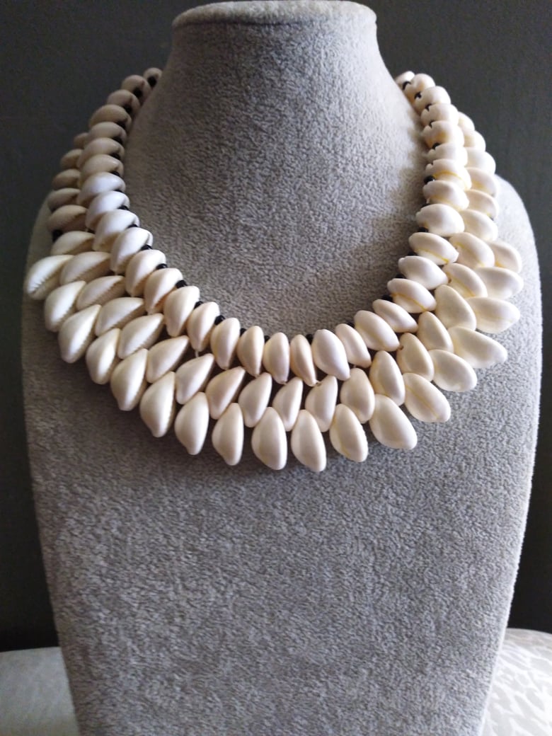 Image of MULTI STRAND SHELL NECKLACE/EARRING SET 