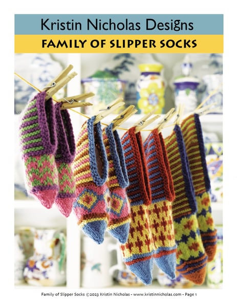 Image of Knit PDF - Family of Slipper Socks