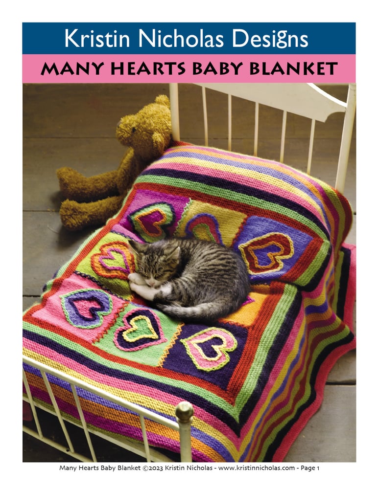 Image of Knit PDF - Many Hearts Baby Blanket