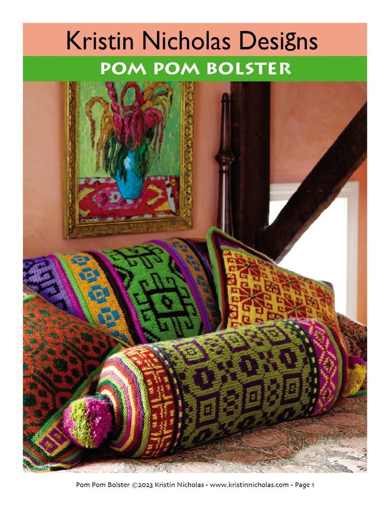 Image of Knit PDF - Pom Pom Bolster