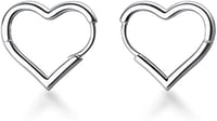 Image 2 of 925 Sterling Silver Heart Hoop Earrings