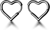 Image 4 of 925 Sterling Silver Heart Hoop Earrings