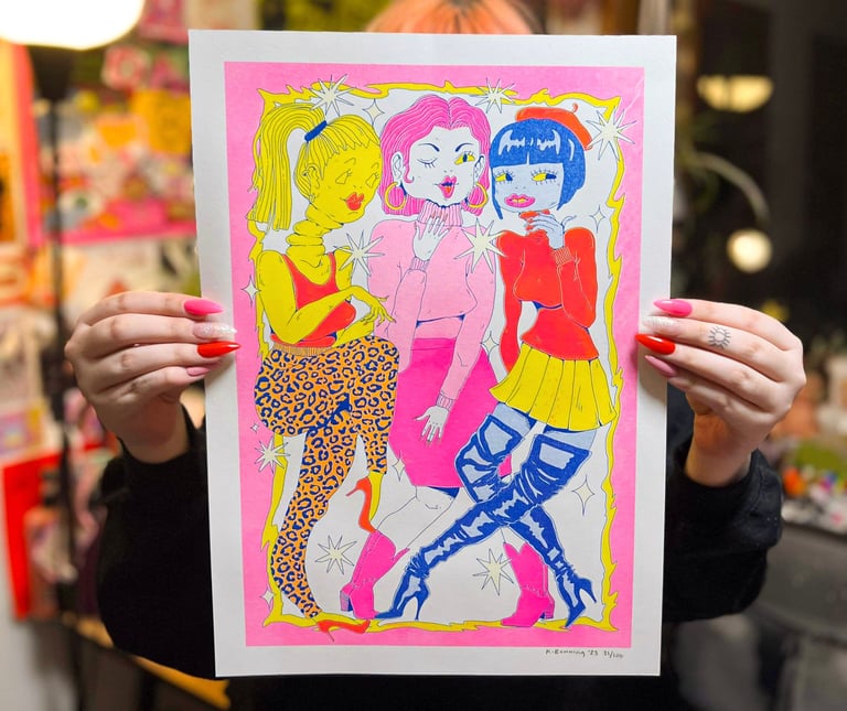 Gossip Sesh A3 Risograph Print