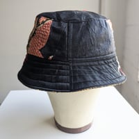Image 4 of Reworked Reversible Bucket Black Silk Dragon Embroidery L 23"