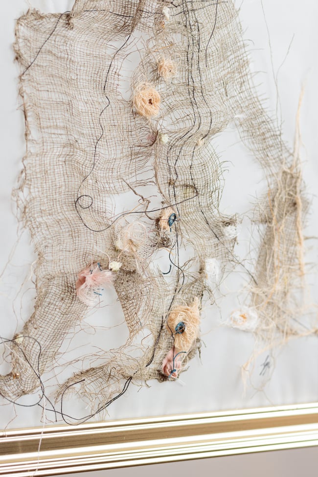 Lambeau d'étoffe sur verre