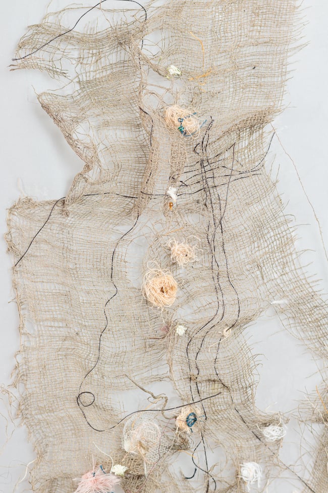 Lambeau d'étoffe sur verre